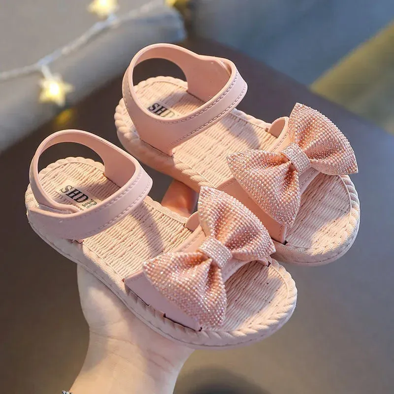 ARWEN&AJH GROUP مجموعة اروين التجاريه2024   Summer's Princess Child Sandals Bow Tie Girls' Shoes Fashion Casual Non Slip Kids Shoes Beach Shoes