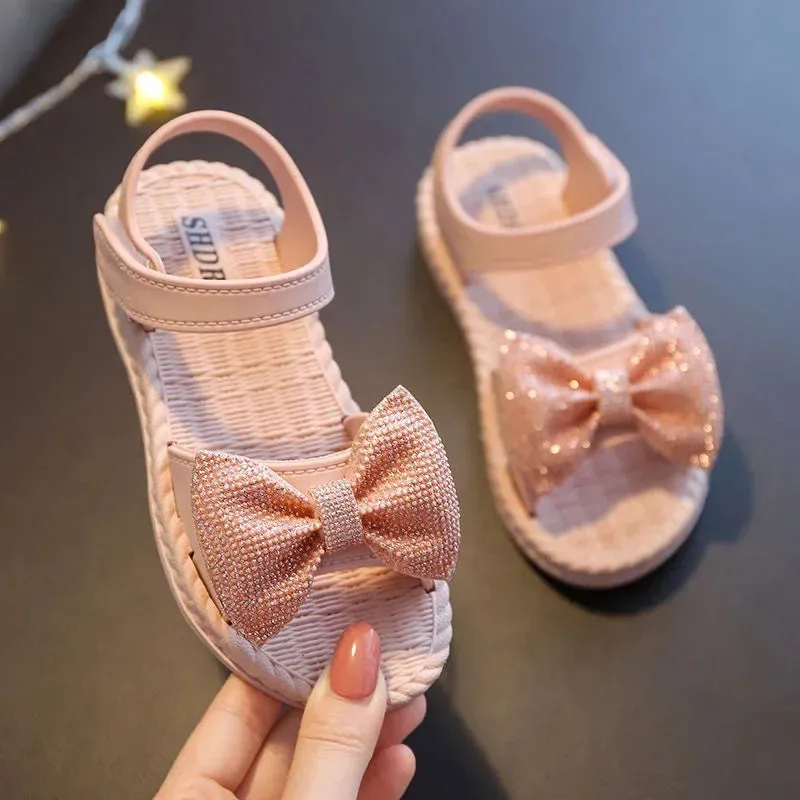 ARWEN&AJH GROUP مجموعة اروين التجاريه2024   Summer's Princess Child Sandals Bow Tie Girls' Shoes Fashion Casual Non Slip Kids Shoes Beach Shoes