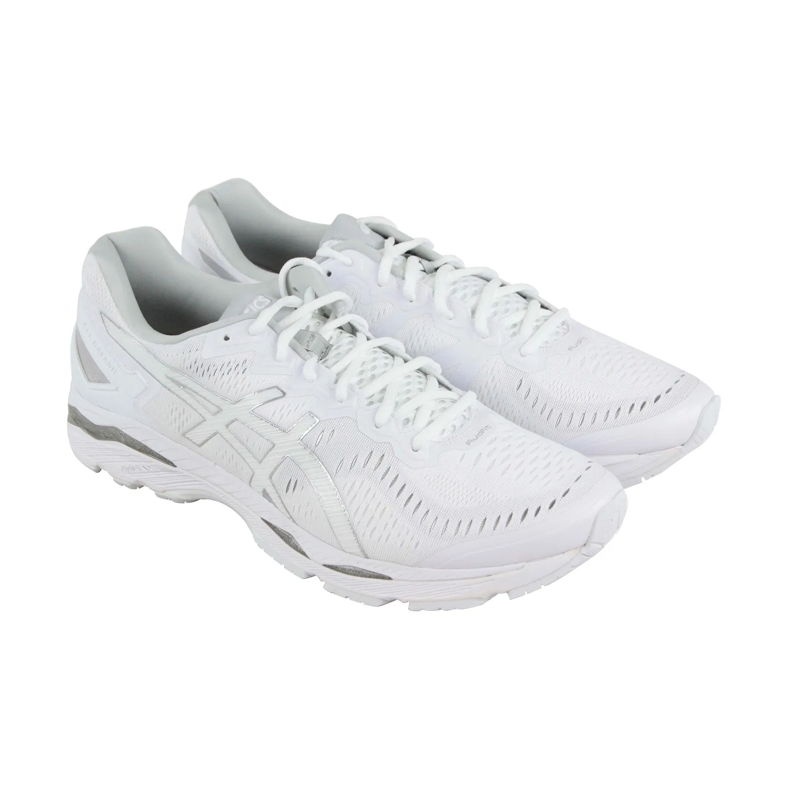 Asics Gel Kayano 23 T737N-0100 Mens White Canvas Lace Up Athletic Running Shoes