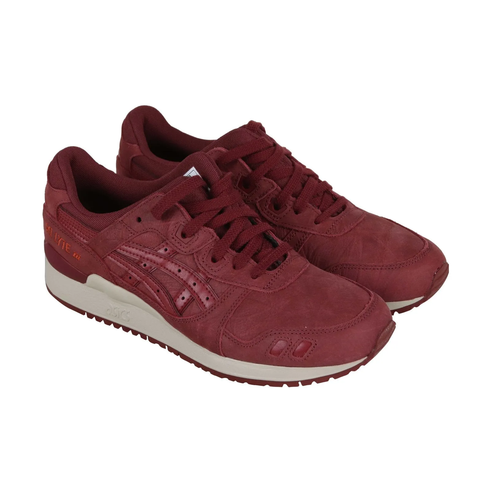 Asics Gel Lyte III HL7V3-2626 Mens Burgundy Leather Lifestyle Sneakers Shoes