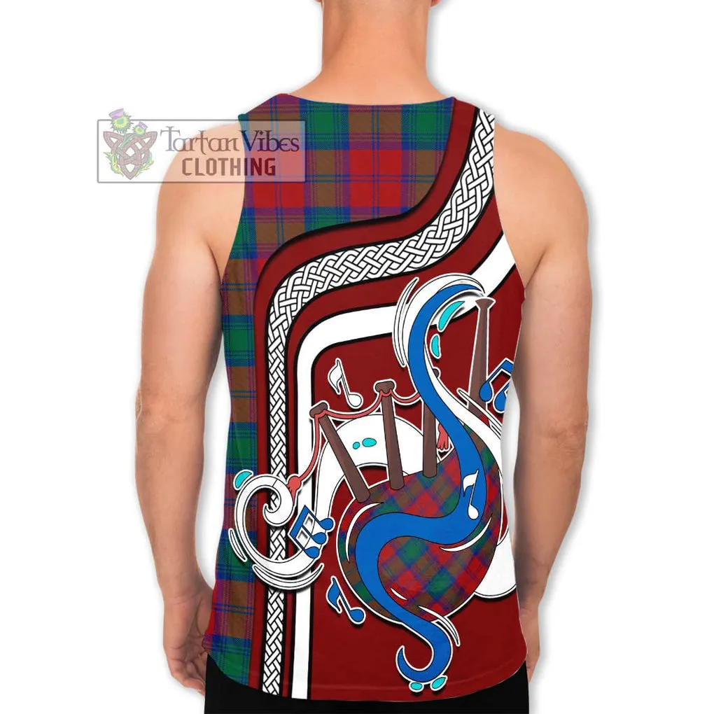 Auchinleck (Affleck) Tartan Men's Tank Top with Epic Bagpipe Style