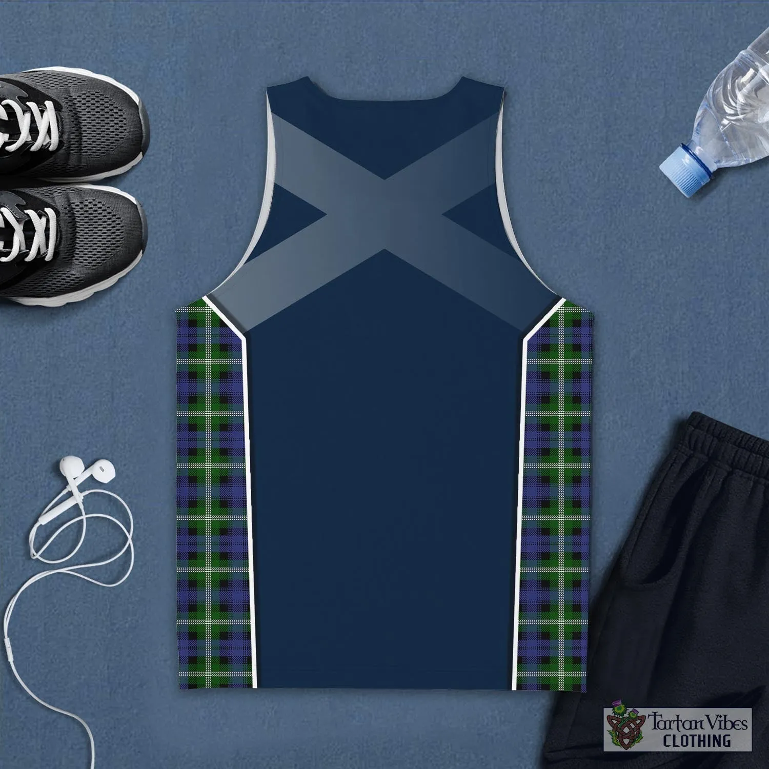 Baillie (Bailey) Tartan Men's Tanks Top with Family Crest and Scottish Thistle Vibes Sport Style