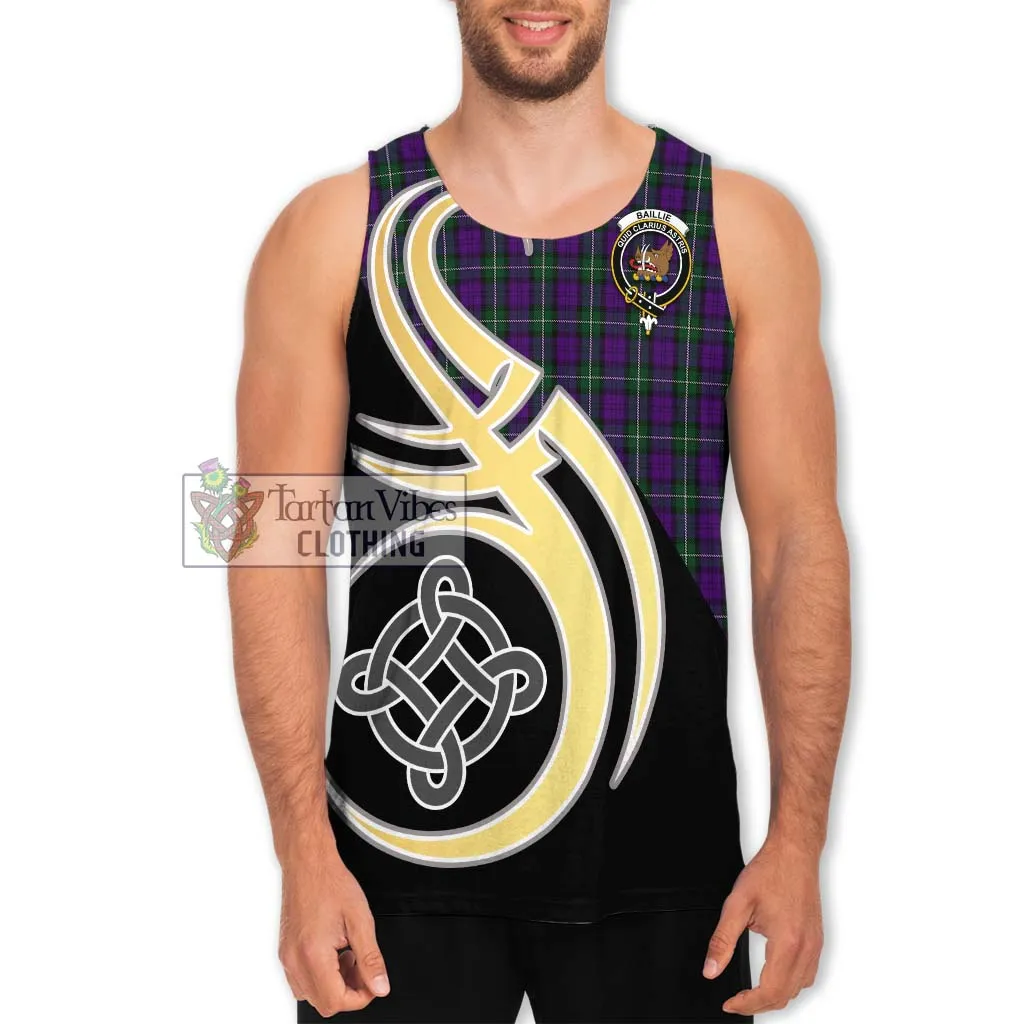 Baillie Highland Society Tartan Men's Tank Top with Family Crest and Celtic Symbol Style