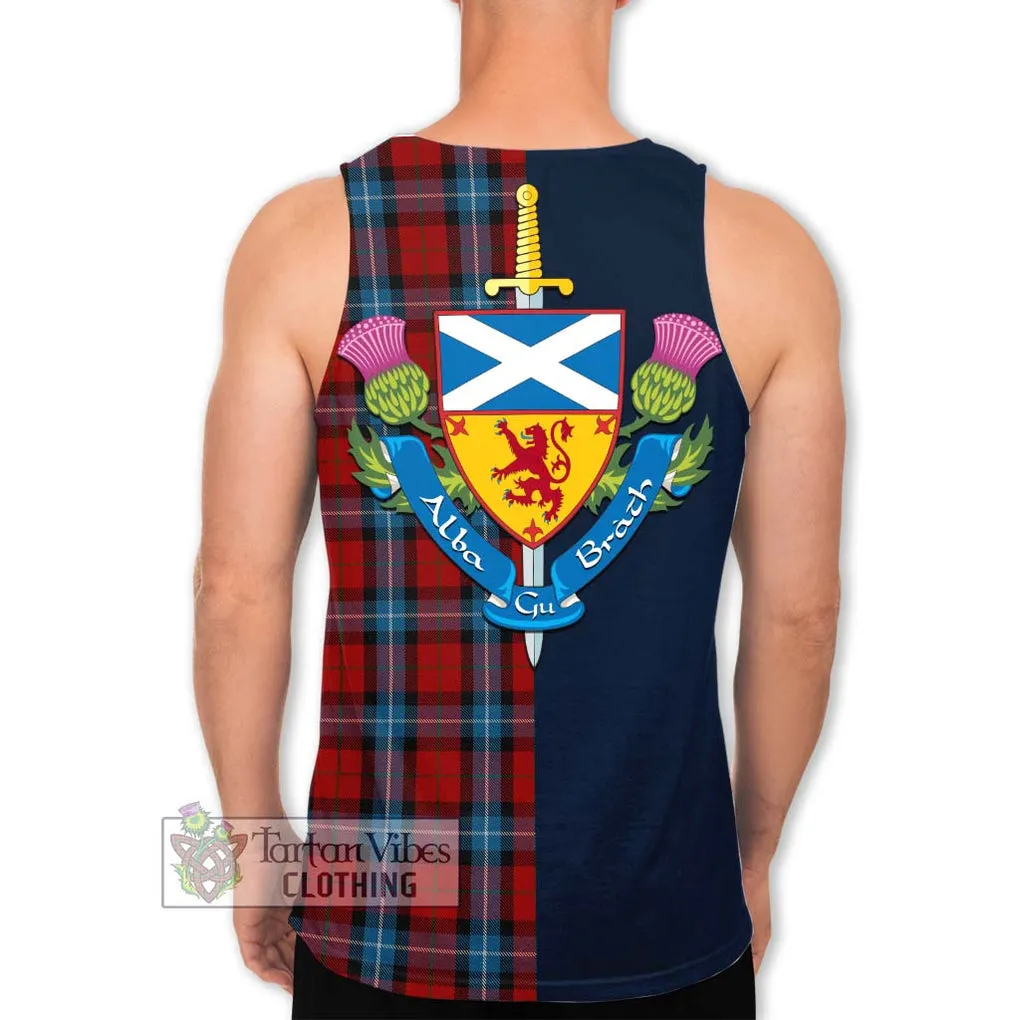 Baillie of Polkemmet Red Tartan Men's Tank Top Alba with Scottish Lion Royal Arm Half Style