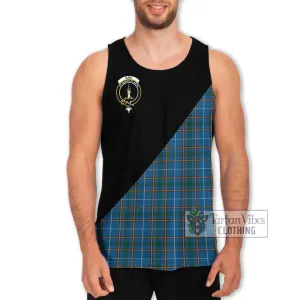 Bain Tartan Men's Tank Top with Family Crest and Military Logo Style