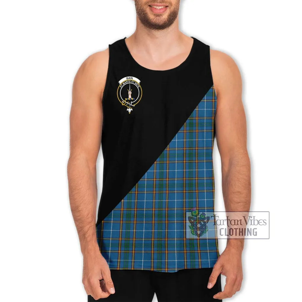 Bain Tartan Men's Tank Top with Family Crest and Military Logo Style