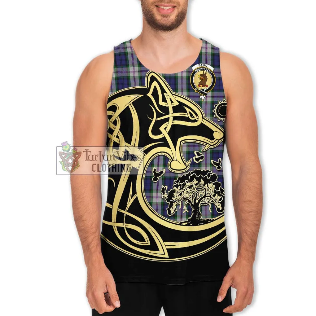 Baird Dress Tartan Men's Tank Top with Family Crest Celtic Wolf Style