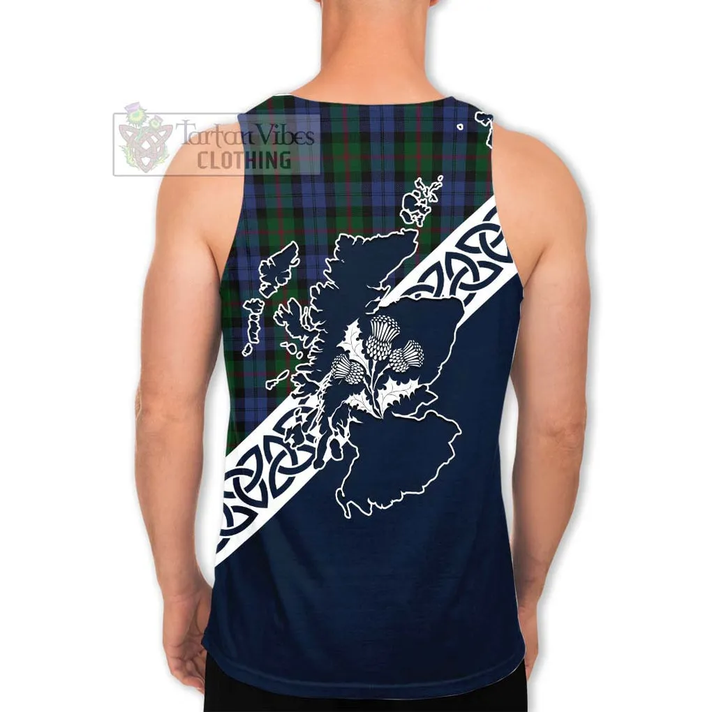 Baird Tartan Men's Tank Top Featuring Thistle and Scotland Map