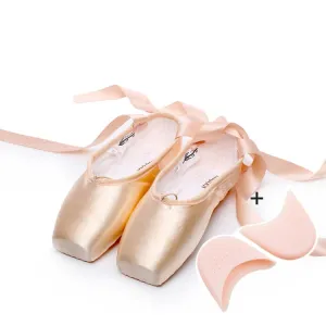 Ballet Lace Pointe Shoes Professional Flat Dance Shoes, Size: 39(Satin   Silicone Case)