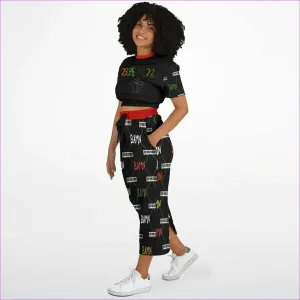 B.A.M.N in Color (By Any Means Necessary) Womens Premium Crop Top Skirt Set