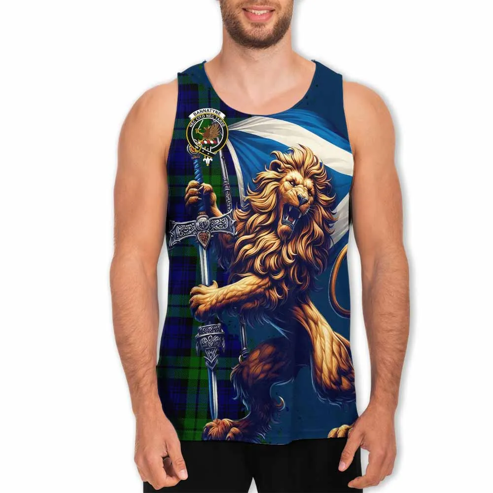 Bannatyne Tartan Family Crest Men's Tank Top with Scottish Majestic Lion