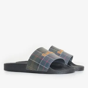 Barbour Tartan Mens Beach Slider - Black