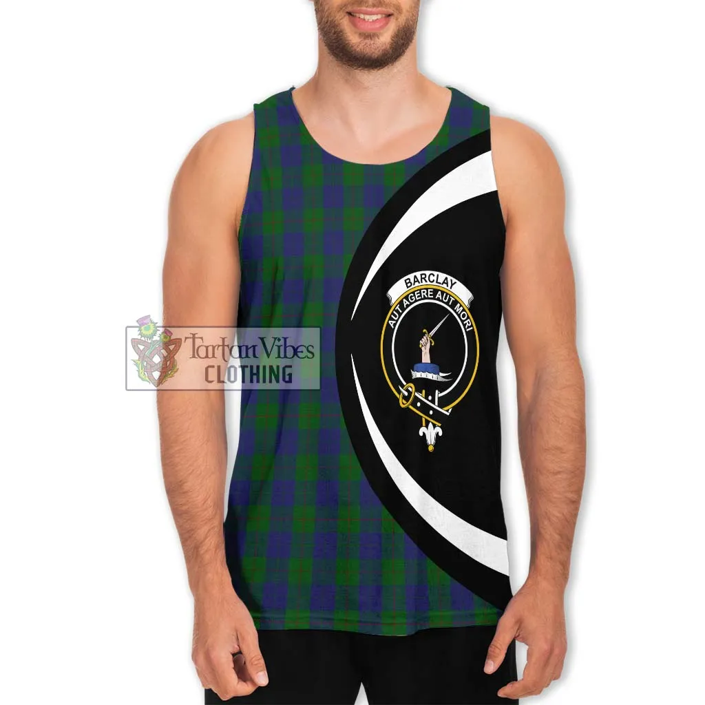 Barclay Tartan Men's Tank Top with Family Crest Circle Style