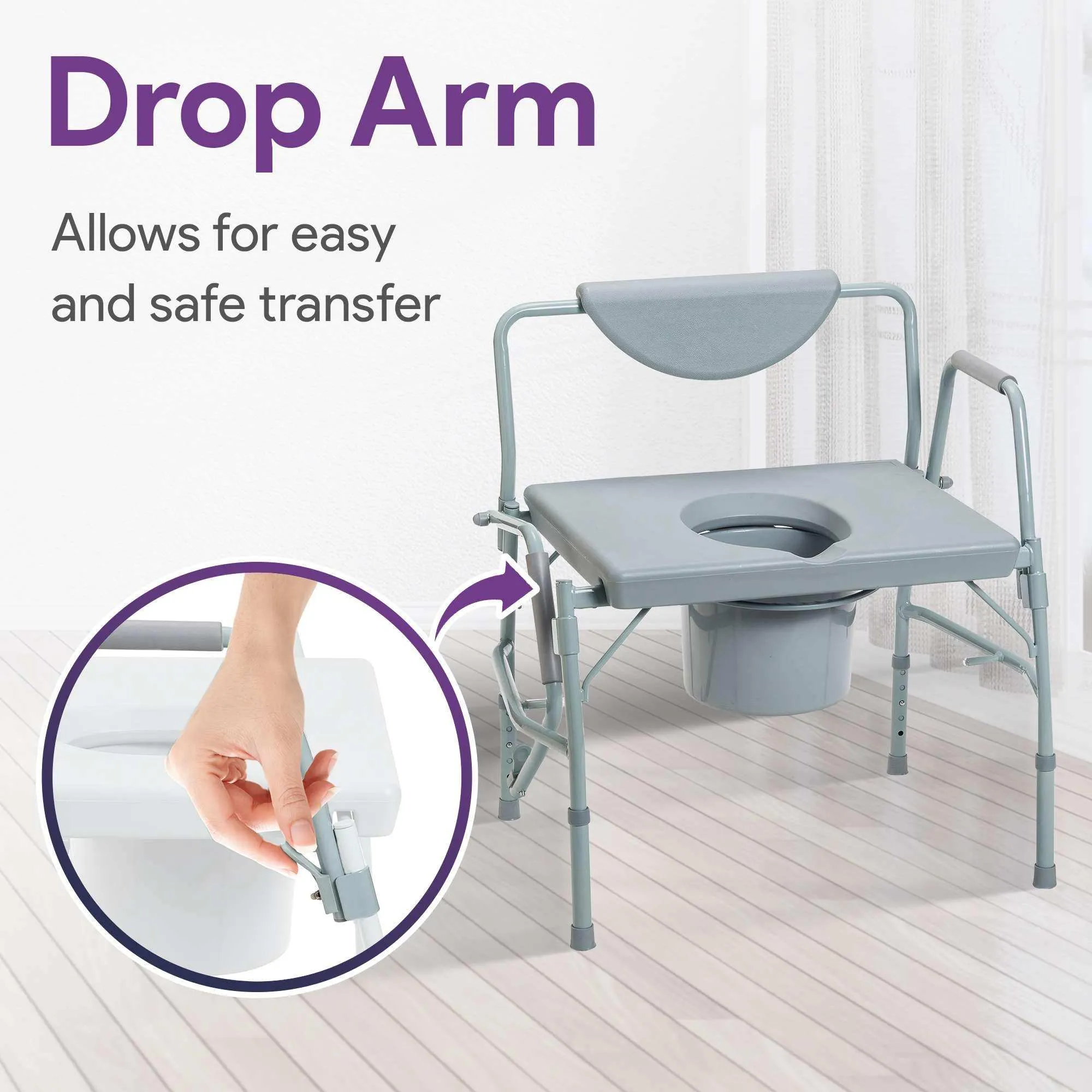 Bariatric Drop Arm Commode 1000lb