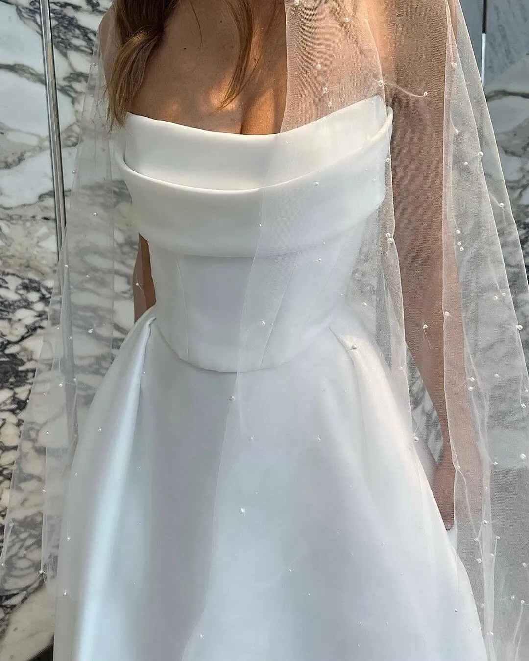 Beach White Satin Wedding Dresses Simple,Split Ivory Bridal Gowns with Train