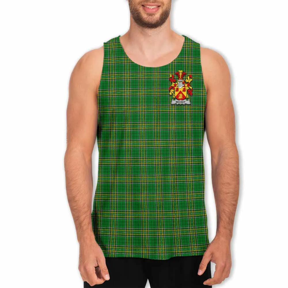 Becket Irish Clan Tartan Men's Tank Top with Coat of Arms