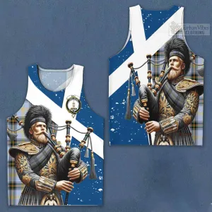 Bell Tartan Men's Tank Top with Family Crest Scottish Bagpiper Vibes