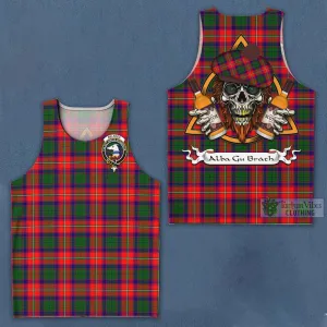 Belshes (Belsches) Tartan Men's Tank Top with Family Crest and Bearded Skull Holding Bottles of Whiskey