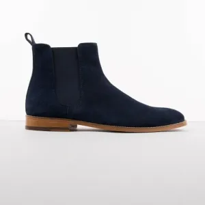 Bespoke Blue Chelsea Ankle Boot,Men's Oxford Suede Boot