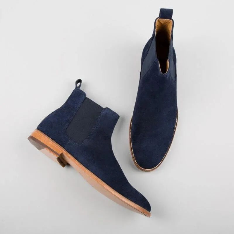 Bespoke Blue Chelsea Ankle Boot,Men's Oxford Suede Boot