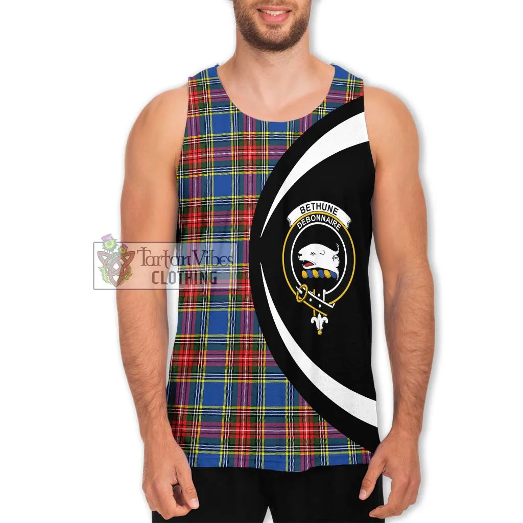 Bethune Tartan Men's Tank Top with Family Crest Circle Style