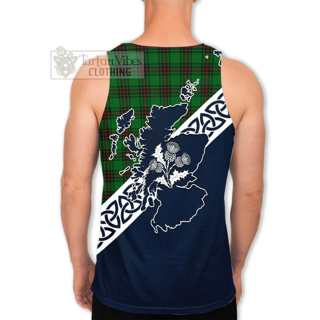 Beveridge Tartan Men's Tank Top Featuring Thistle and Scotland Map