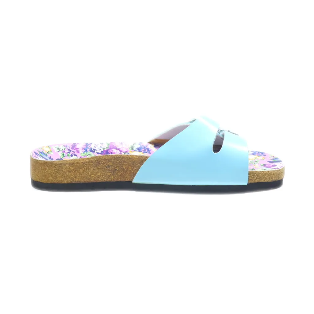 Birkenstock Flat Sandals Leather Blue Colour For Women