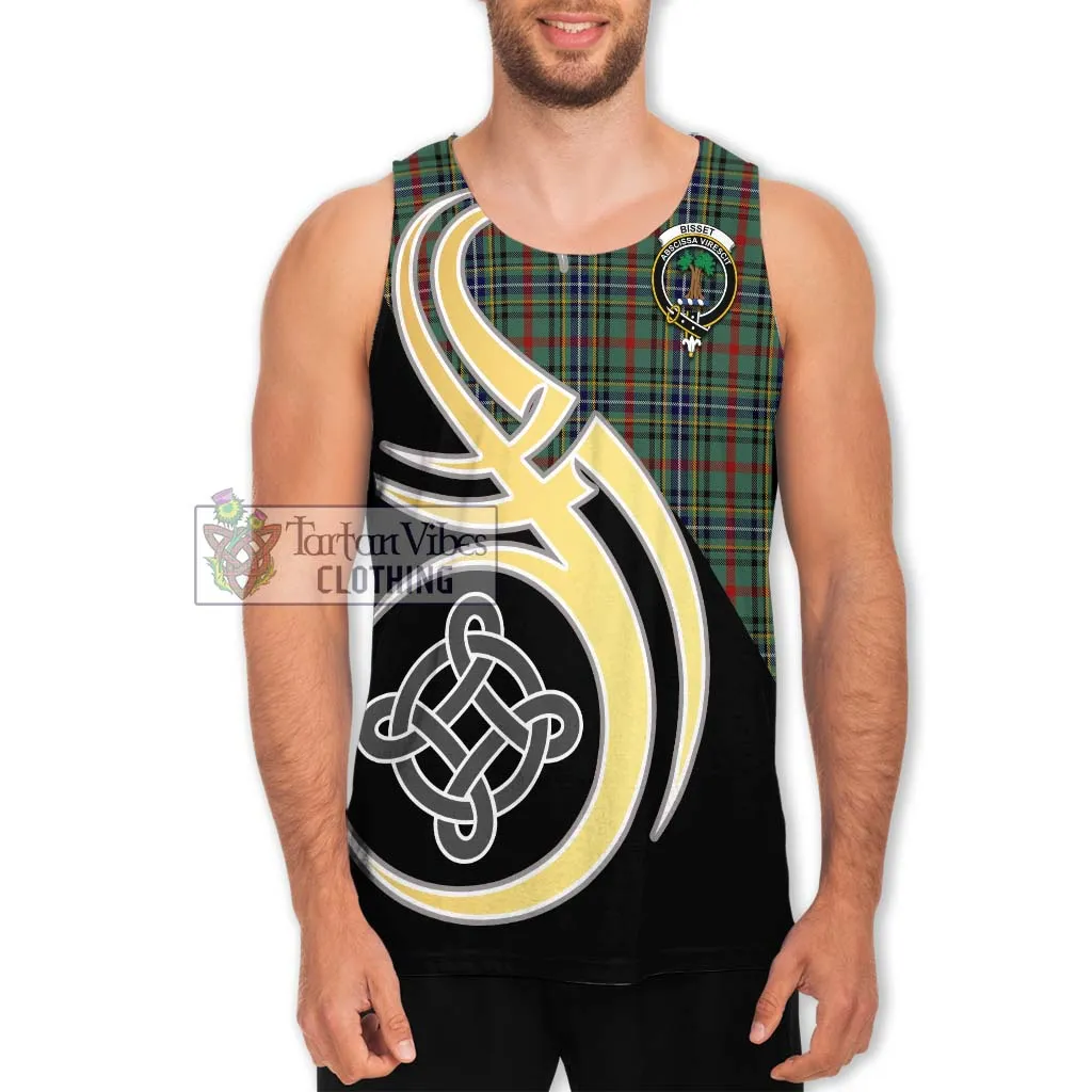 Bisset Tartan Men's Tank Top with Family Crest and Celtic Symbol Style