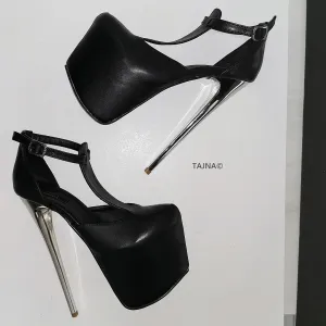 Black Direct Stap Platform Shoes