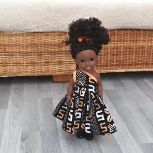 Black Doll - Afro Hair doll - Mix Race Doll - Afro Doll Ankara Doll Dress 17