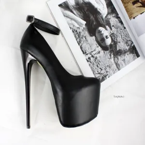 Black Matte Ankle Strap Platforms