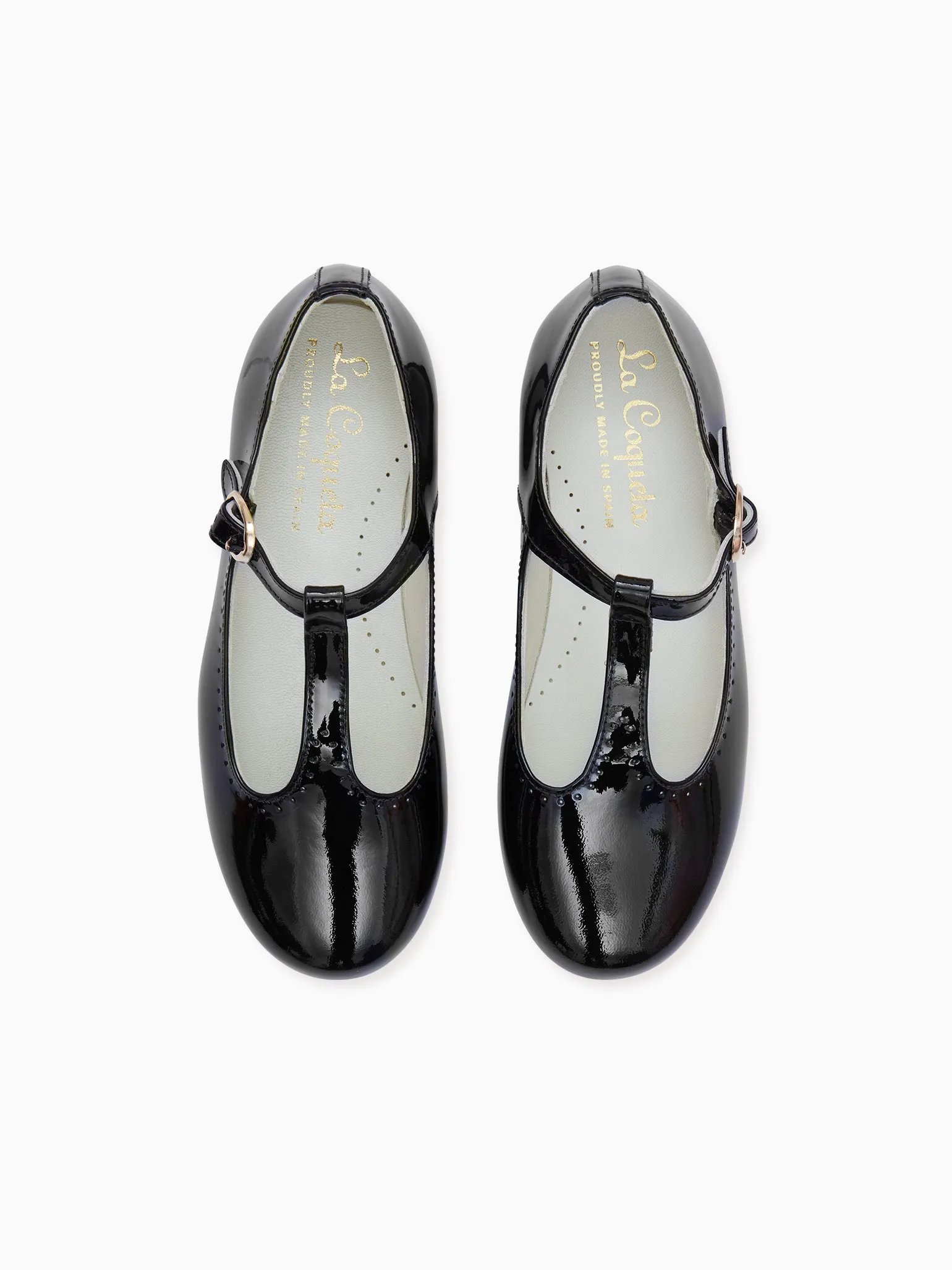 Black Patent Girl T-Bar Shoes