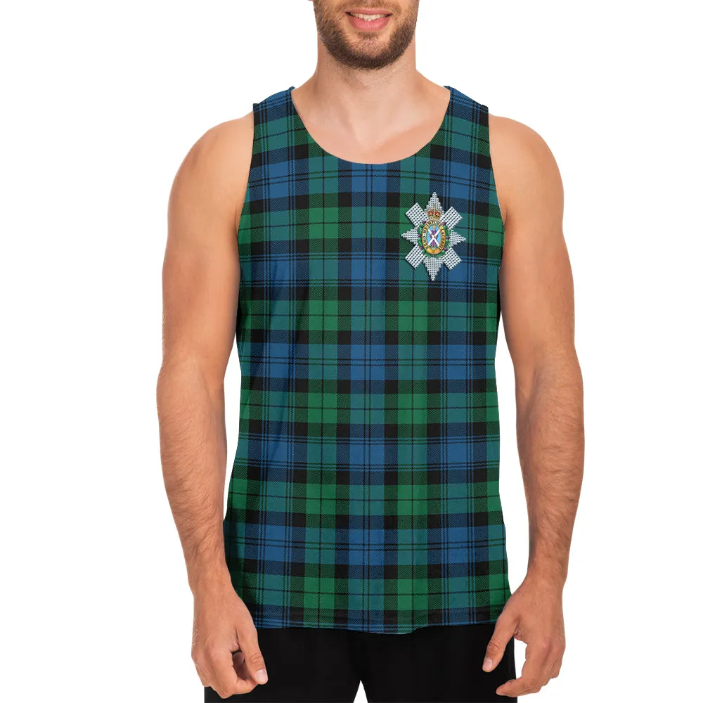 Black Watch Ancient Tartan Mens Tank Top with Family Crest