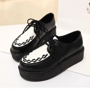 Black White Platform Creepers Shoes SD00164