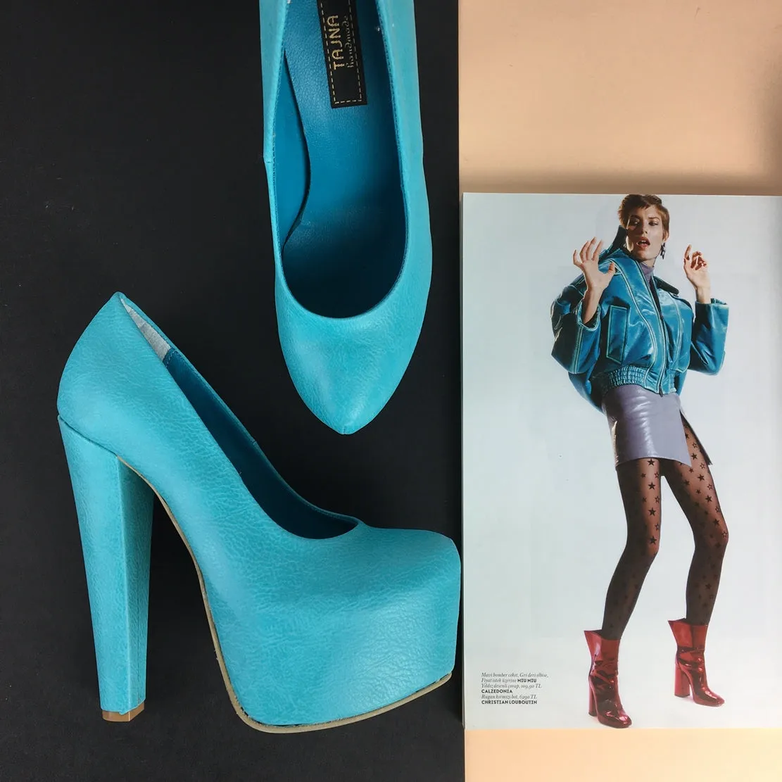 Blue Pumps Thick Heels