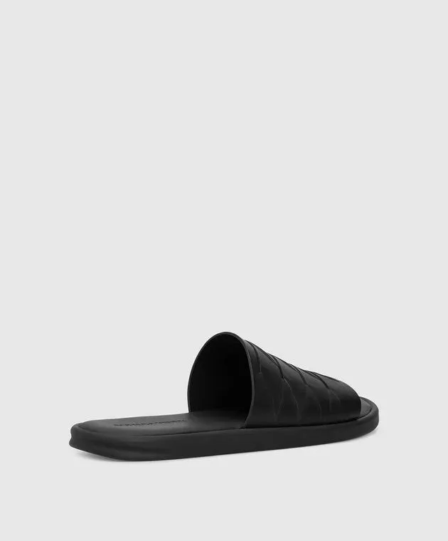 Bottega Veneta Black Leather Flip Flops