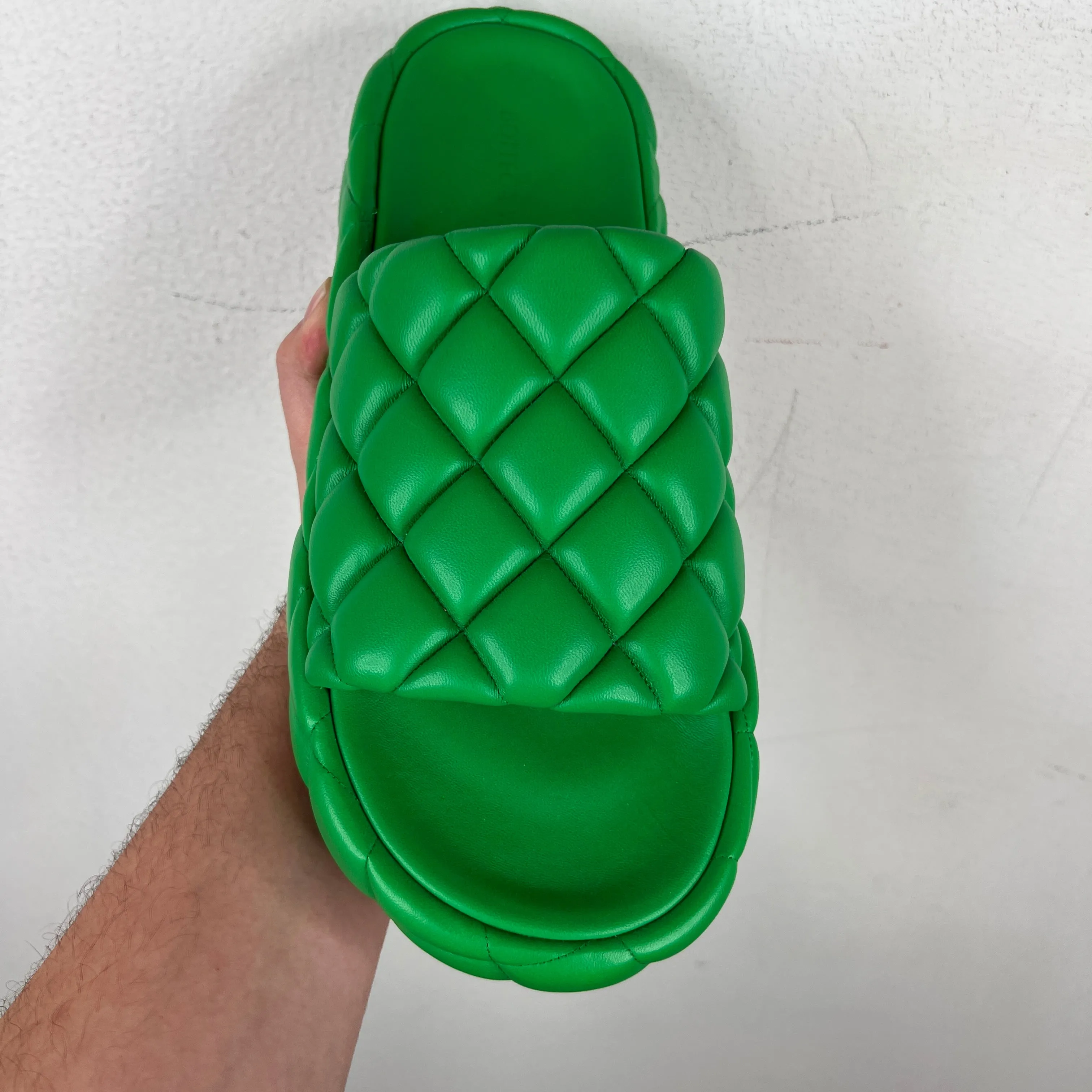 Bottega Veneta Green Woven Intrecciato Slides