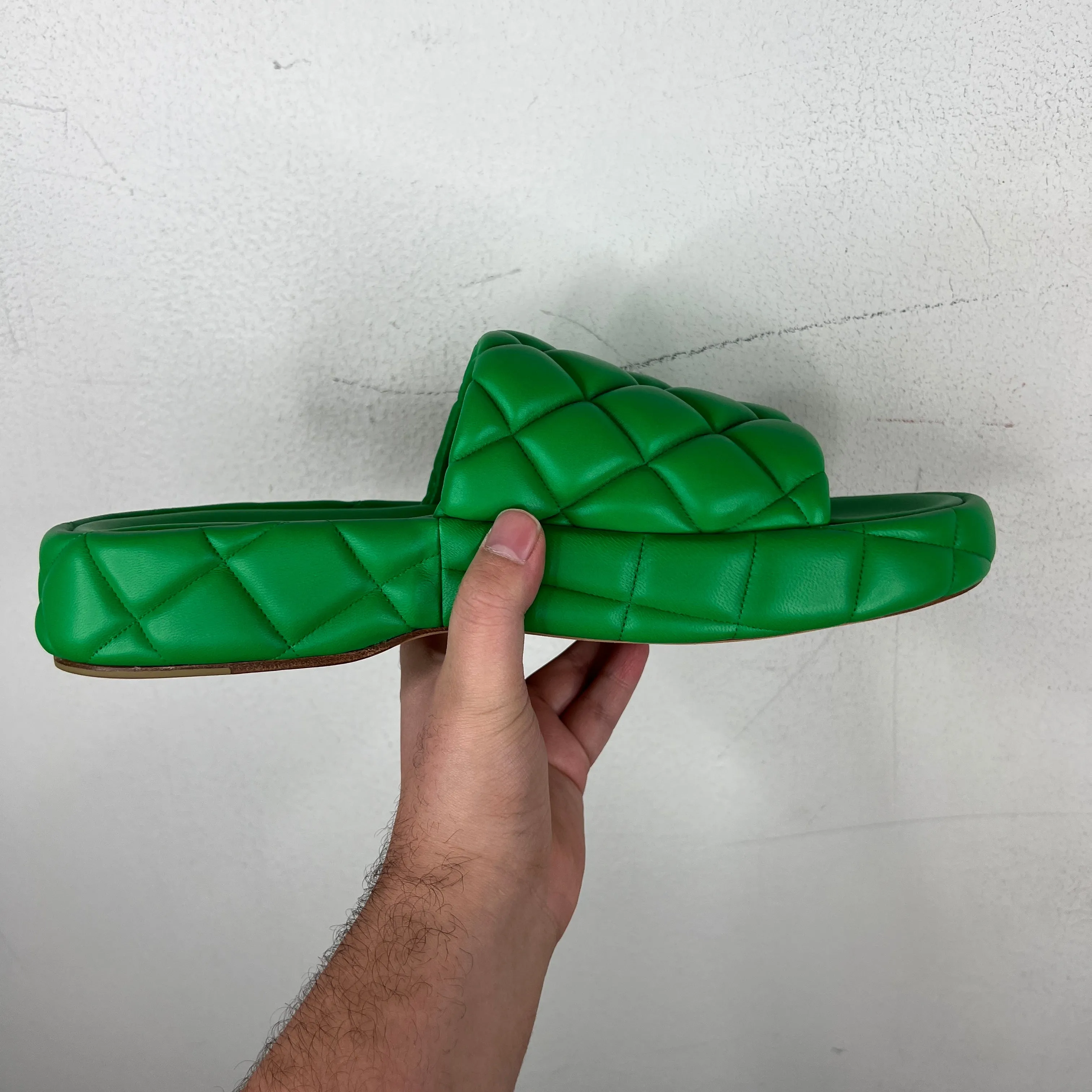 Bottega Veneta Green Woven Intrecciato Slides