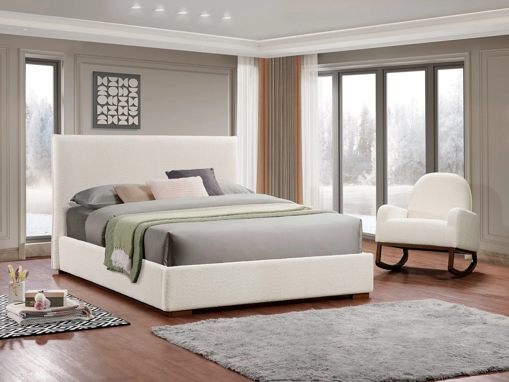 BoucleLux Modern Platform Bed