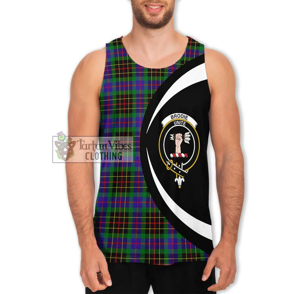 Brodie Hunting Modern Tartan Men's Tank Top with Family Crest Circle Style