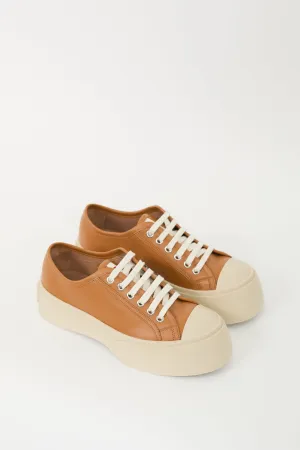 Brown & Beige Leather & Rubber Pablo Platform Sneaker