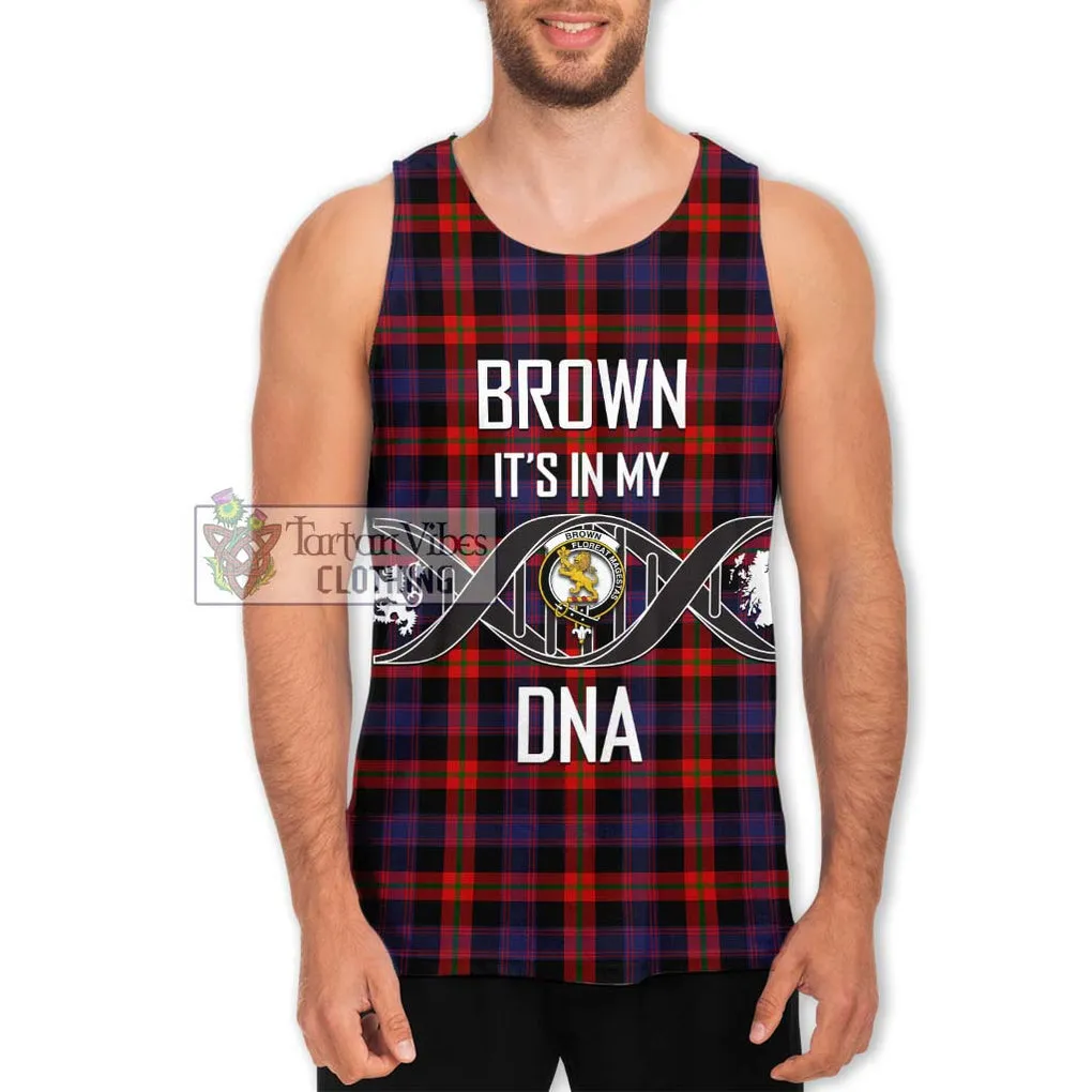 Brown (Broun) Tartan Men's Tank Top with Family Crest DNA In Me Style