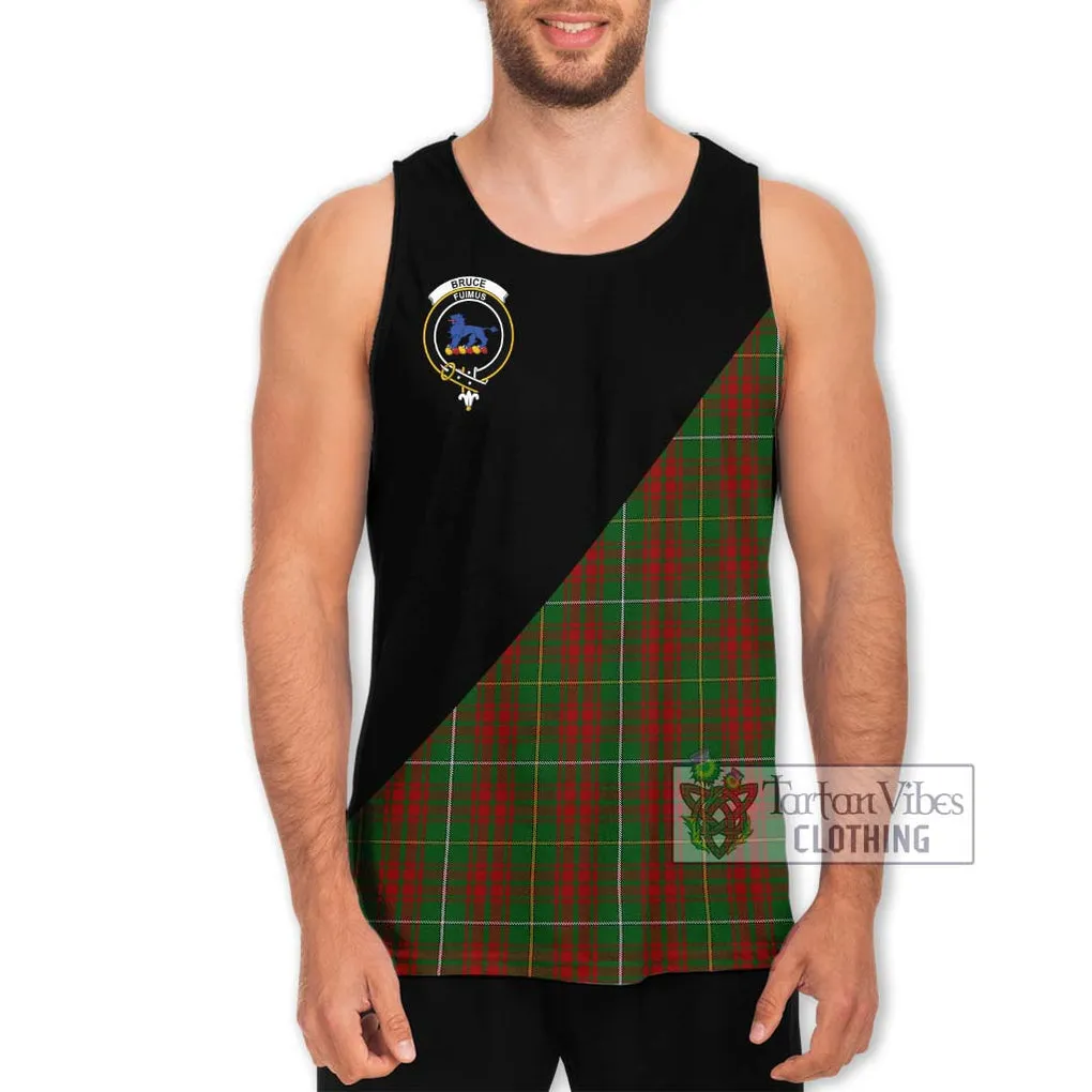 Bruce Hunting Tartan Men's Tank Top with Family Crest and Military Logo Style