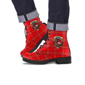 Burnett Modern Tartan Leather Boots with Family Crest