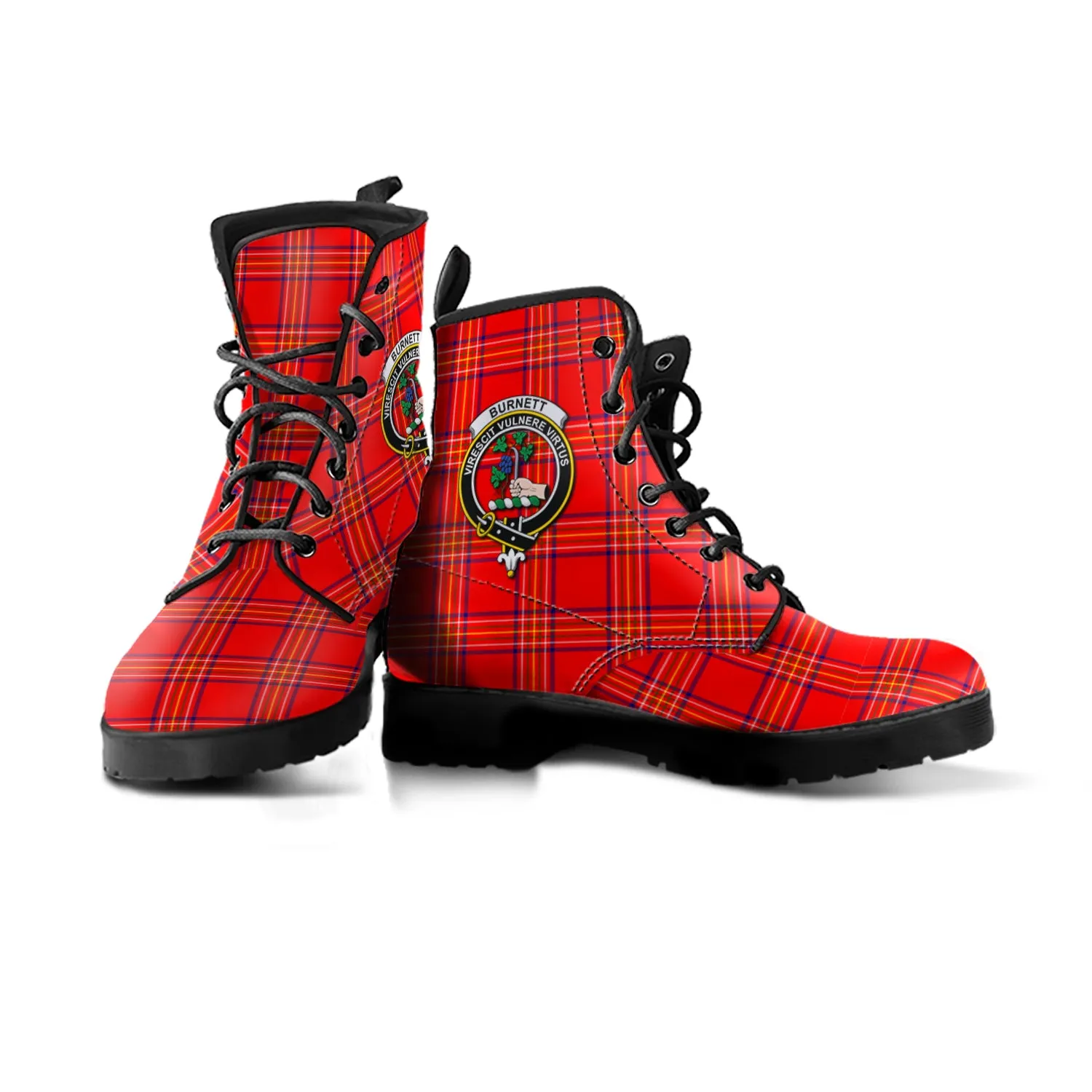 Burnett Modern Tartan Leather Boots with Family Crest