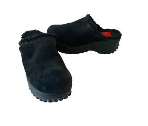 Bus Stop Vintage Black Suede Platform Clogs Size 8.5