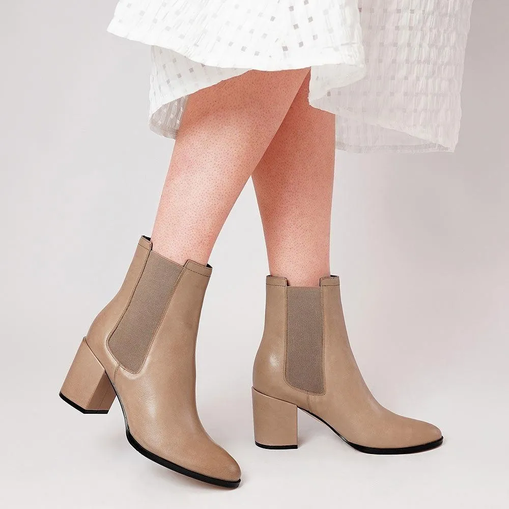 Castel Taupe Leather Chelsea Boots