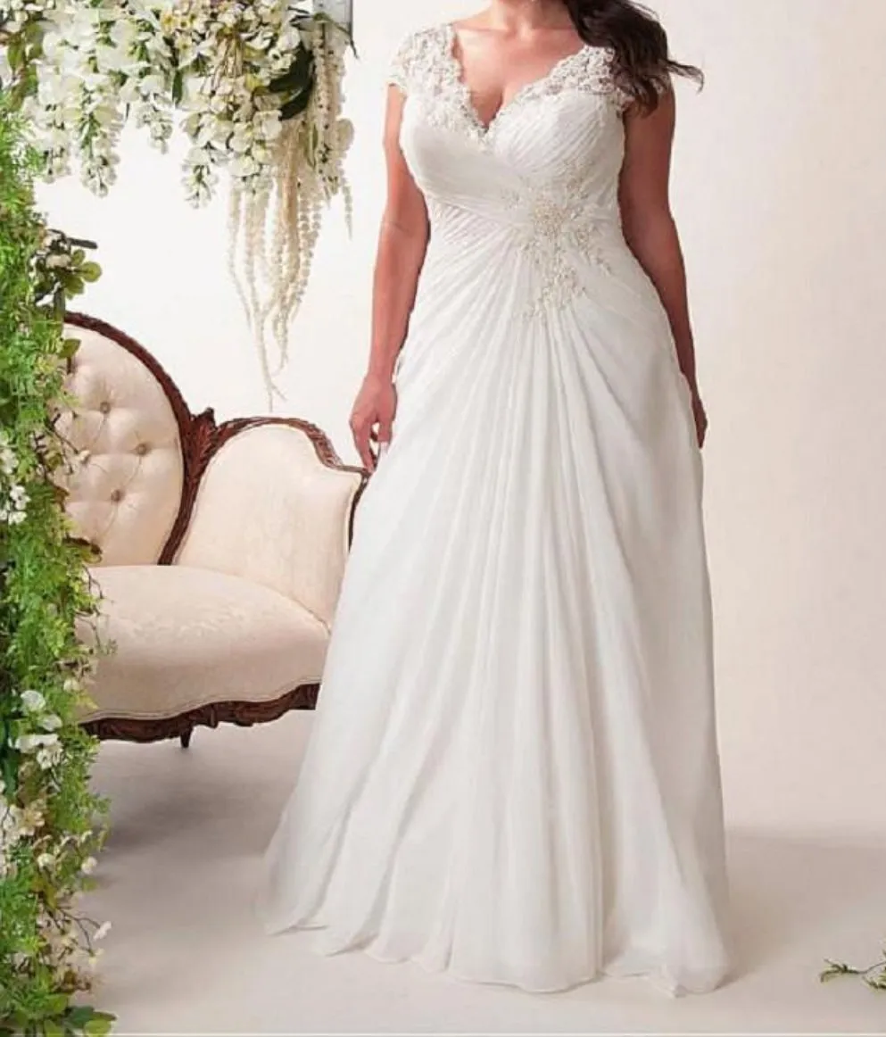 Chiffon Plus Size Beach Bridal Gown