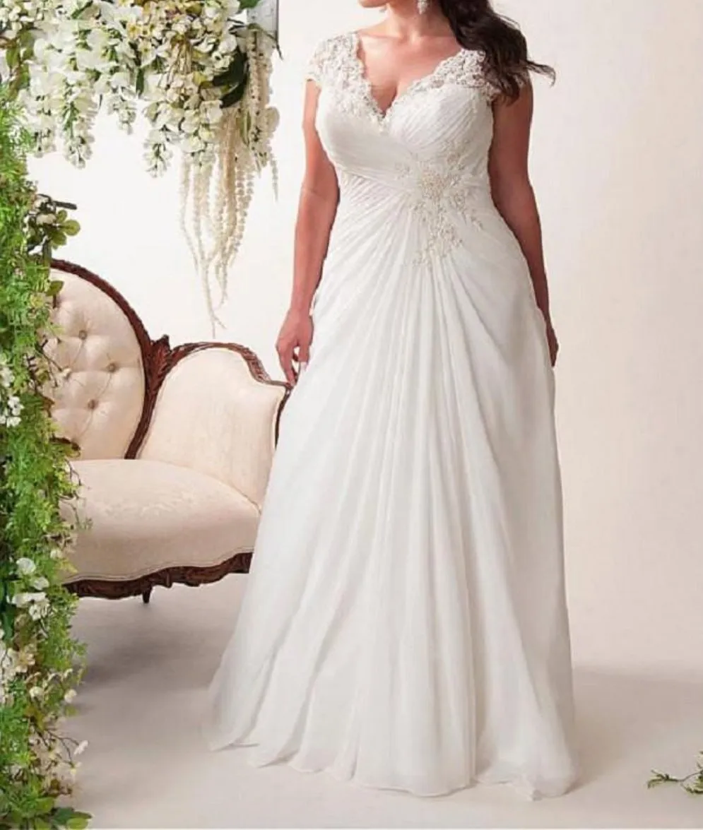 Chiffon Plus Size Beach Bridal Gown