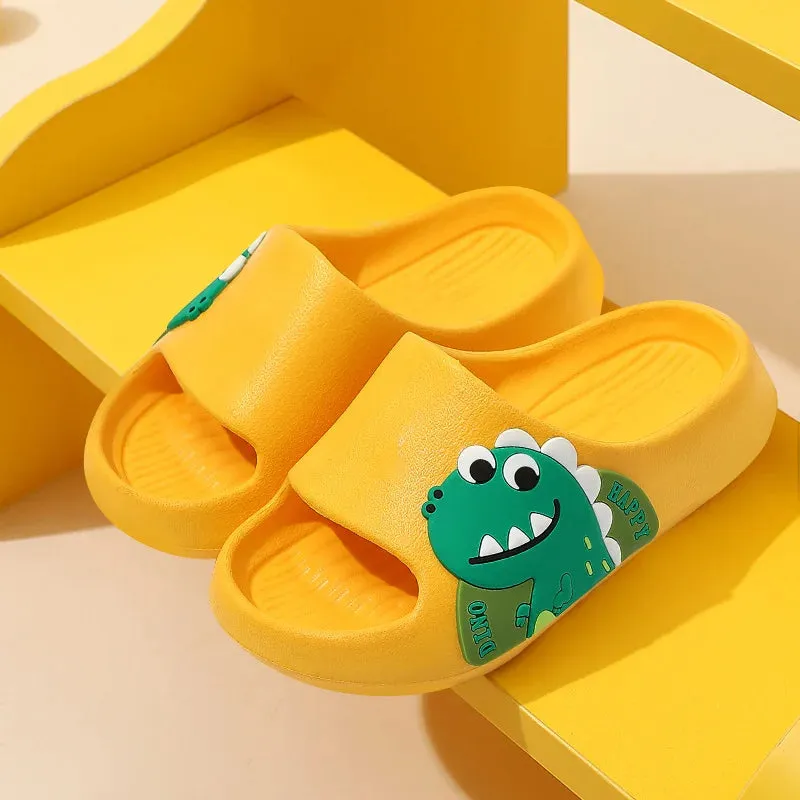 Children Slippers New 2024 Summer Cartoon Dinosaur Bear Sandals Boys Girls Soft Sole Home Flip Flops Kids Non-slip Beach Slipper